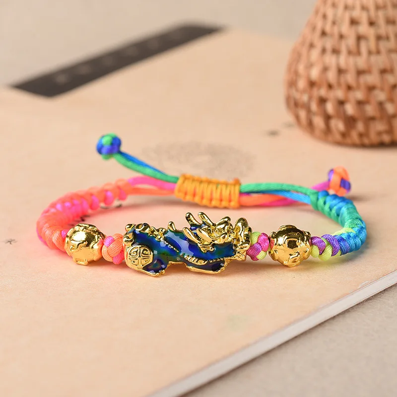 

Lucky Temperature Jewelry Color Change Pi Xiu Bracelet for Women Hand Woven Rope Heart Wufu Couple Friendship Bring Wealth Gift