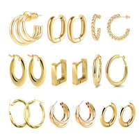 vintage chunky hoop earring for women ear buckle gold plated geometric circle punk hip hop statement ear hoops wholesale