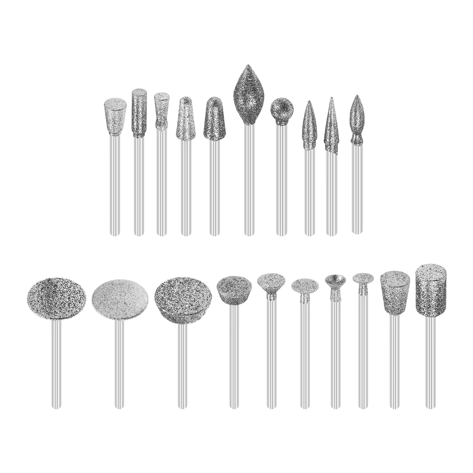 

20 шт., набор для резьбы по камню, алмазные фрезы, хвостовик 1/8 дюйма, подходят для вращающихся инструментов Dremel, гравировка, шлифовальный камень, ювелирное изделие, стекло