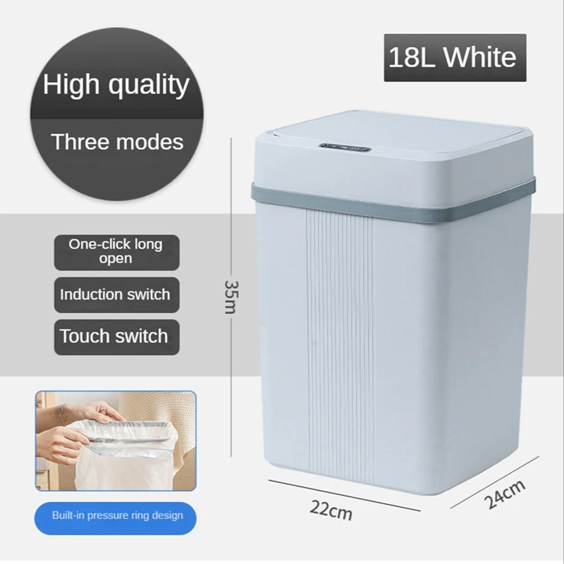 

18L Smart Sensor Can Garbage Bin For Office Kitchen Bathroom Toilet Trash Can Automatic Induction Waste Bins With Lid