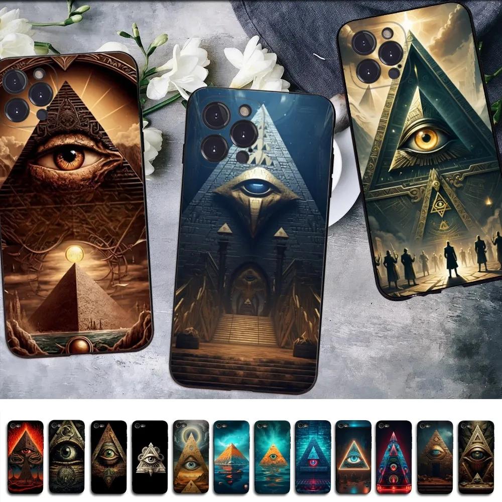 Чехол для телефона Illuminati Eye Occult Pyramid iPhone 16 15 8 7 6 6S Plus X SE XR XS 14 11 12 13 Mini Pro Max чехол