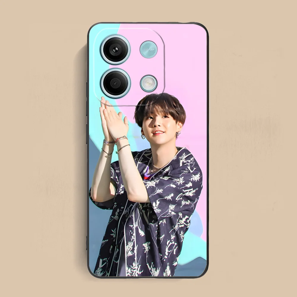Чехол для мобильного телефона KPOP Yoongi Xiaomi Redmi Note 13 12 11 10 9 8 7 6 S A Pro Lite Plus 5G черный
