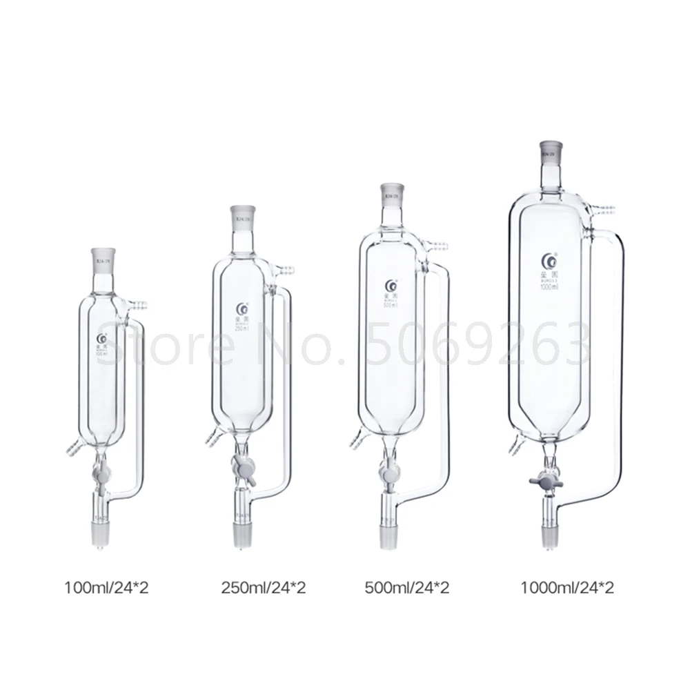 Najtaniej 1 Sztuk Dwuwarstwowe Szklane Stałe Ciśnienie Oddzielające Lejek, Wysokiej Jakości Szkło Borokrzemowe Wysokotemperaturowe Izolacyjne Kroplówki Lejek