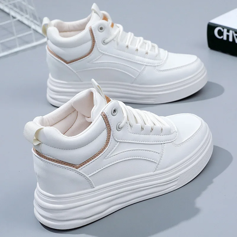 

Inside The High Fall 2022 New Thick Bottom Soft Bottom High Help Small White Shoes Running Casual Board Shoes Female