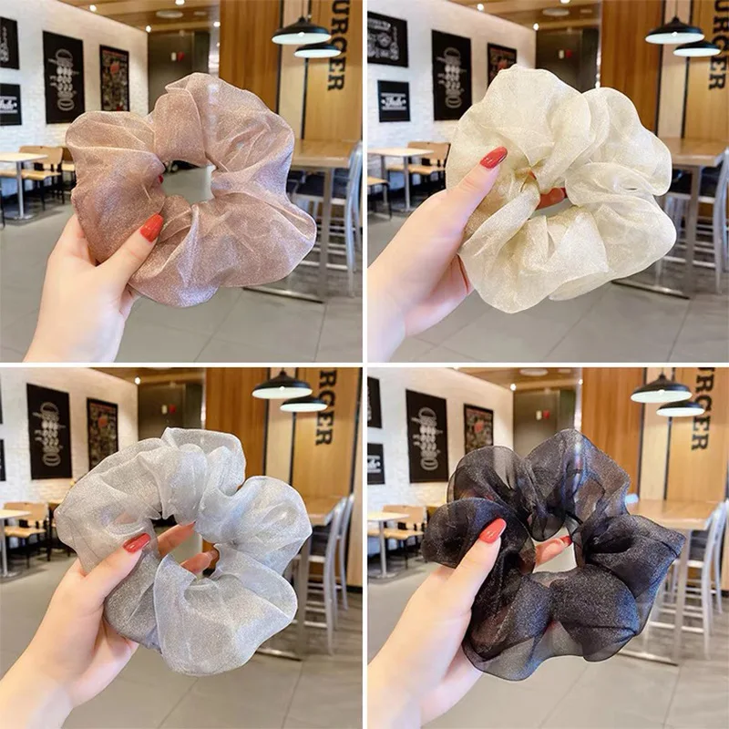 

Oversized Scrunchies Organza Hair Ties Elastic Hair Band Women Girl Ponytail Holder Fashion Hair Ropes Headband Hair Accessories