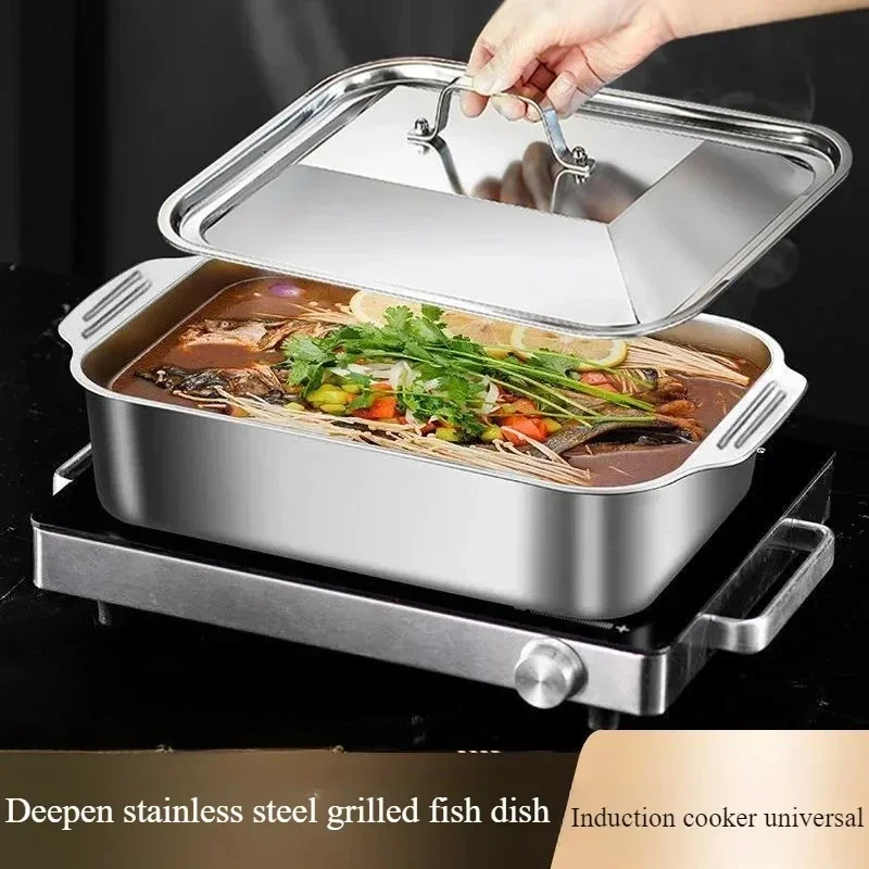Нержавеющая сталь рибная пластина на гриле прямоугольная индукционная плита