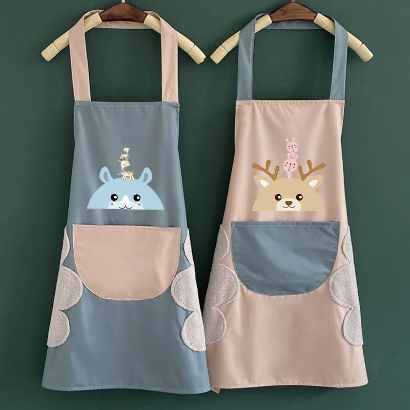 

Kitchen Cartoon Apron Household Wipeable Waterproof And Oil-proof Restaurant Cooking And Baking Clothes Japanese Creative Apron