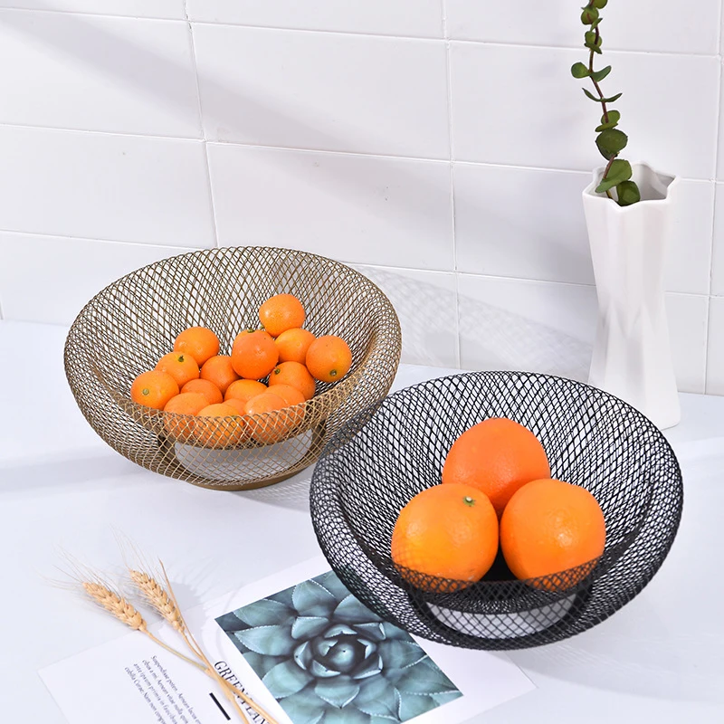 

Nordic Creative Food Basket Double-Layered Iron Fruit Basket Modern Living Room Tableware Dried Food Containers Candy Dinnerware