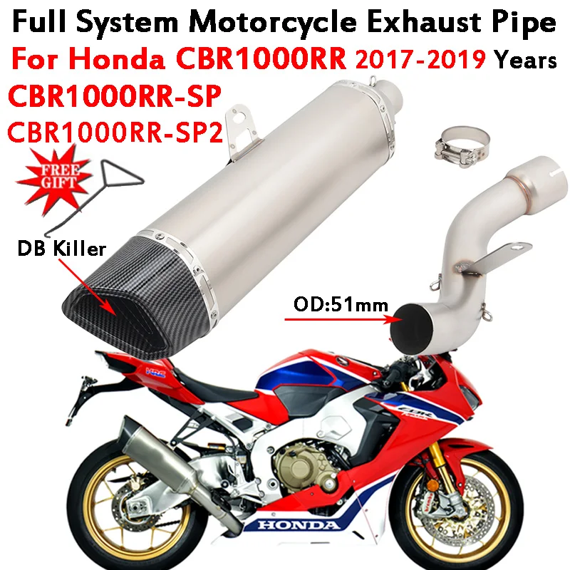 

Slip On Full Motorcycle Exhaust System Escape Link Pipe Moto Muffler DB Killer For Honda CBR1000RR Cbr1000rr-Sp / Sp2 2017-2019
