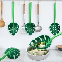green monstera leaf colander multifunctional long handled filter spoon cooking colander kitchen spoon tableware colander