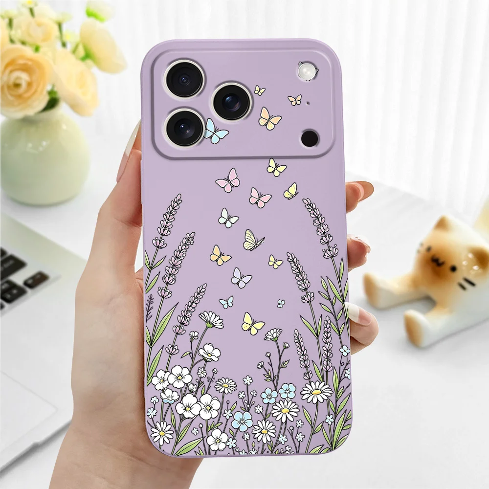 Чехол для телефона с изображением травяной бабочки для iPhone 17 17E Air 16 16E 15 14 13 12 11 Pro Max Plus, мягкий чехол из жидкого силикона. (art.: 3920dcf674eeb) - 3920dcf674eeb