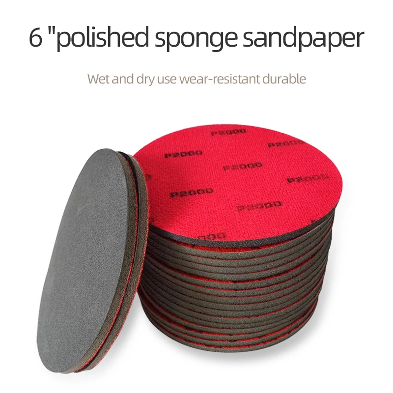 6 Inch 150mm Fine Polished Sponge Sandpaper 2000 Grit Car Paint Fine Sanding Polishing Beauty Dry Sanding Paper Abrasive
