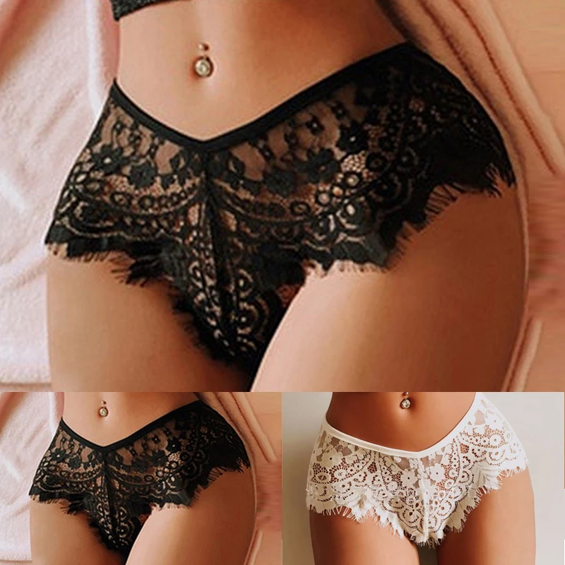 

Women Briefs Sexy Full Lace Panties Hollow Out High Rise Knickers Female Shorts Soft Solid Color Breathable Underwea