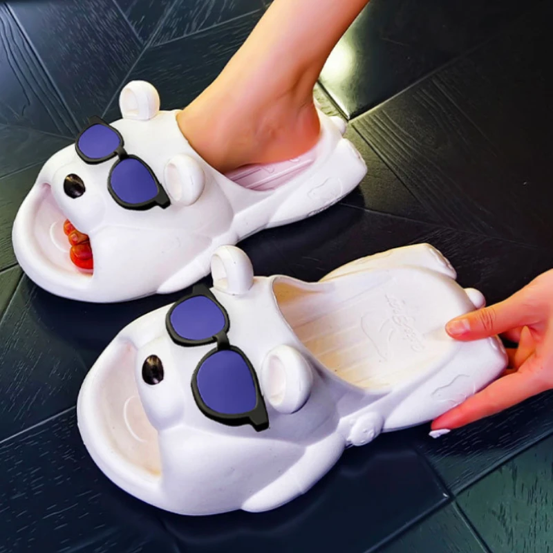 

Women's Indoor Non-slip Bread Sandals EVA Soft Slippers Home Lovely Cartoon Sunglasses Bear Deco Slides Outdoor Cozy Beach Shoes