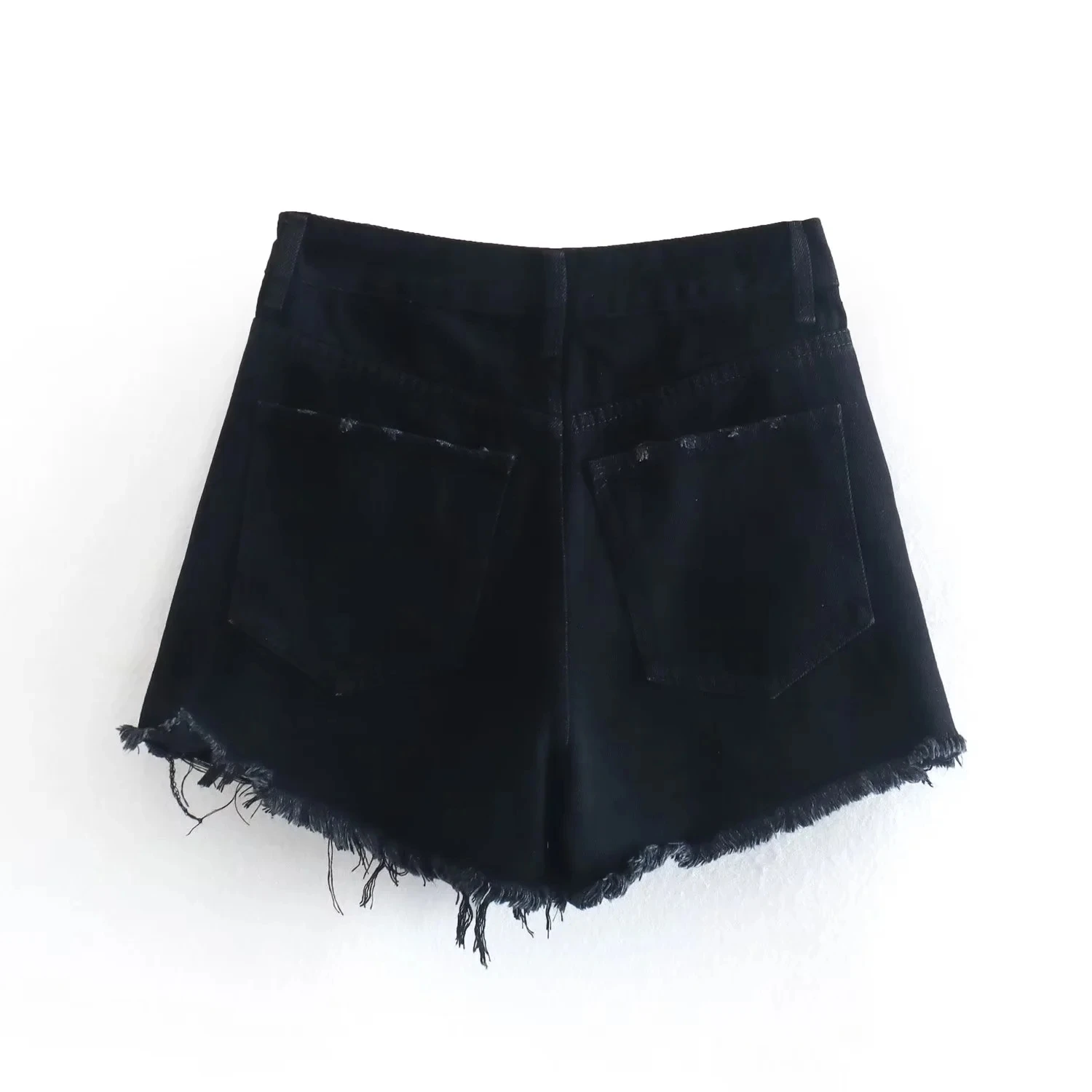 Withered 2023 Denim Bermuda High Street Fashion Solid Burrs High Waist Loose Harem Shorts Women