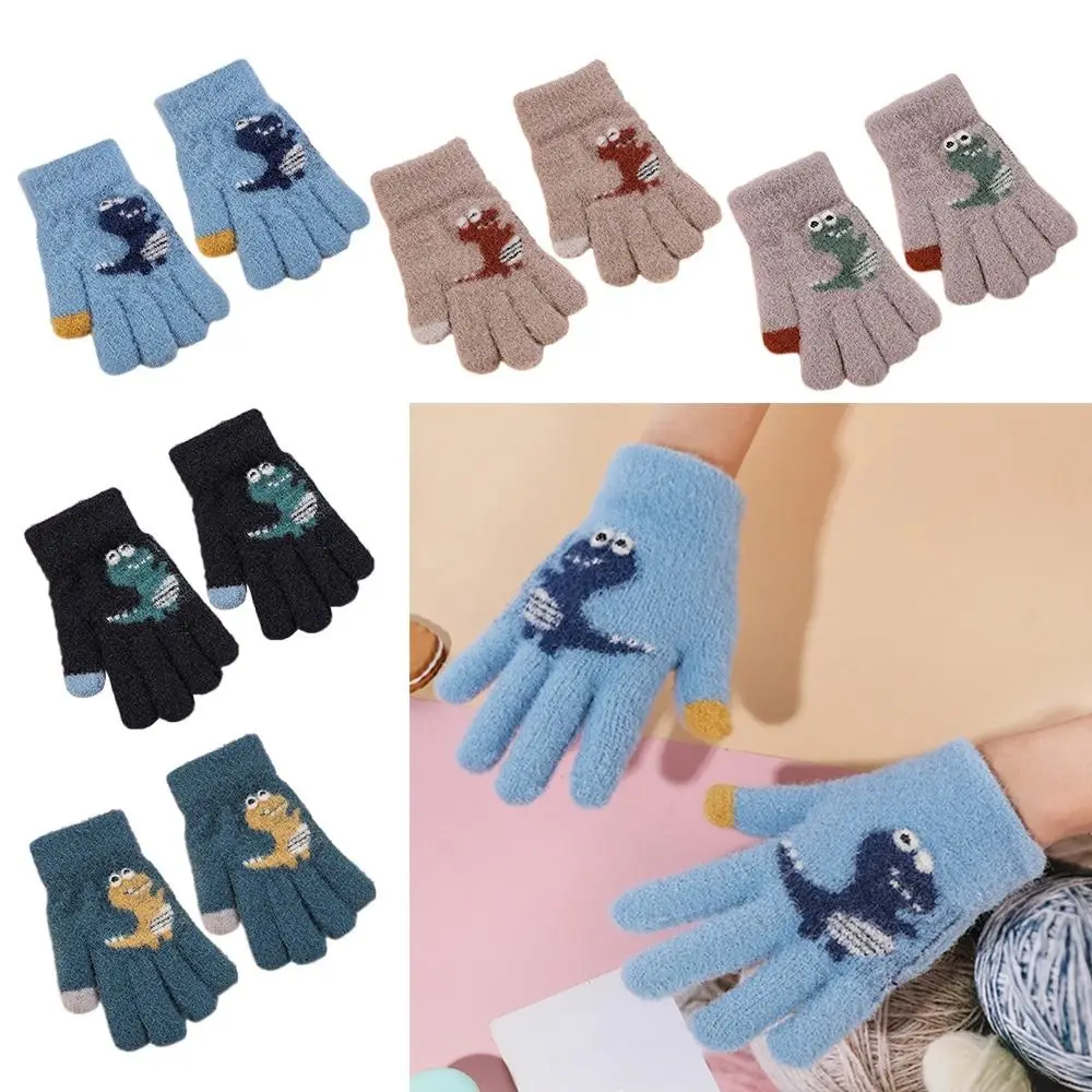 

Cute Cartoon Dinosaur Plush Winter Warm Children Full Finger Gloves Kids Mittens Thicken Gloves