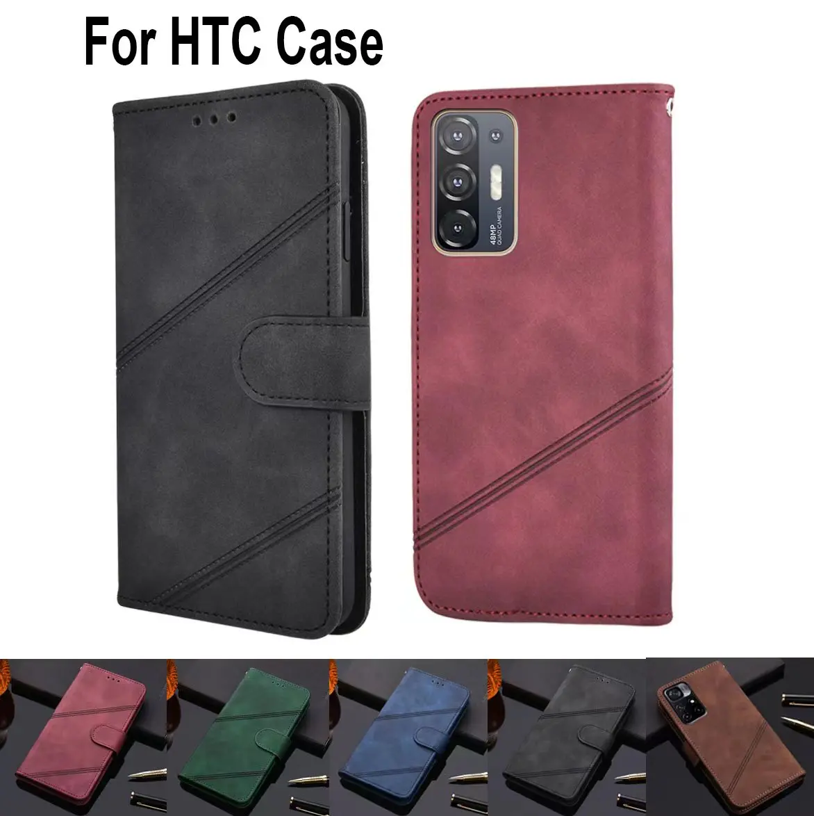 Flip Leather Phone Case For HTC U11 U12 Plus Life U Ultra One M10 M9 M8 Desire 610 530 620 630 626 628 650 21 10 Pro Stand Cover