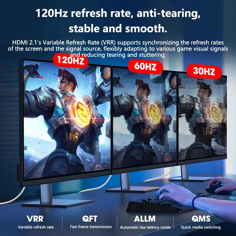 Фото Кабель HDMI 8K (1м/2м), белый, высокоскоростной, HDMI 2.1, для мониторов, телевизоров и проекторов, поддержка 8K при 60 Гц, хит продаж 2026 года №3