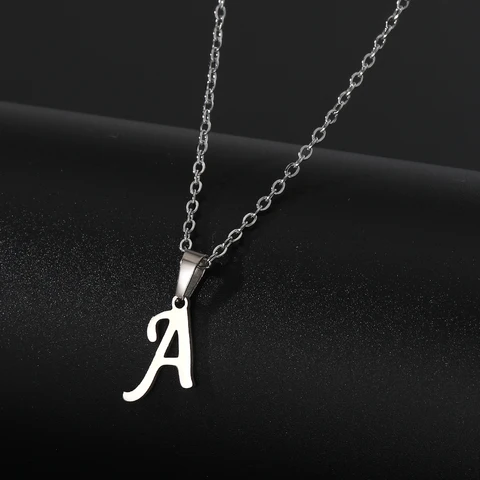 Нержавеющая сталь Английский алфавит 26 A - Z Алфавитное ожерелье подвеска Женское мужское ожерелье с большой буквы Подарок на день рождения