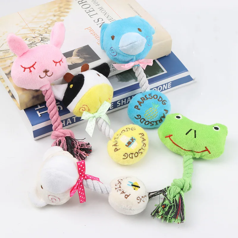 Игрушки для собак плюшевые вокалы коровы лягушки кролики игрушки животных