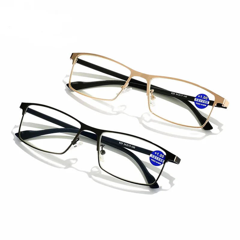 

Blue Light Blocking Reading Glasses Men Metal Frame Presbyopia Eyeglasses Square Anti Blue Rays Computer Readers