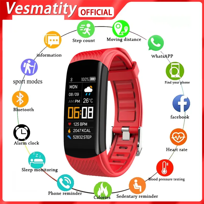 

C5S Smart Bracelet For Apple Huawei Xiaomi Blood Pressure Monitor Waterproof IP67 Heart Rate Monitor Smart Watch Fitness Tracker