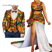 african mermaid print dresses for couples dashiki african couple clothing womens dressmens blazervest 3 pieces set wyq431