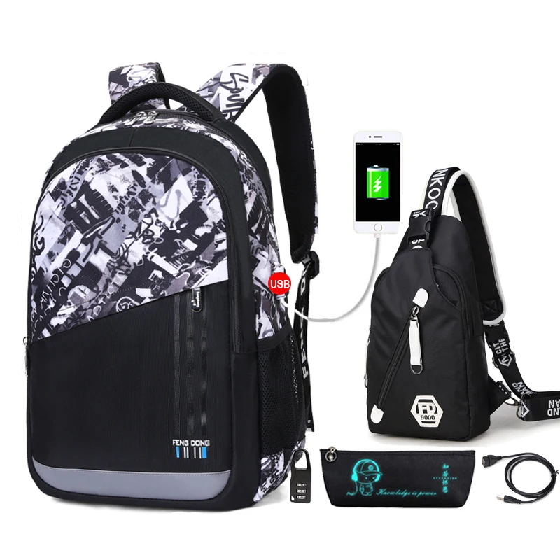 Florescent Kids School Backpack Boys Waterproof Durable School Bags for Boy High School Students Bookbag Mochilas Escolares
