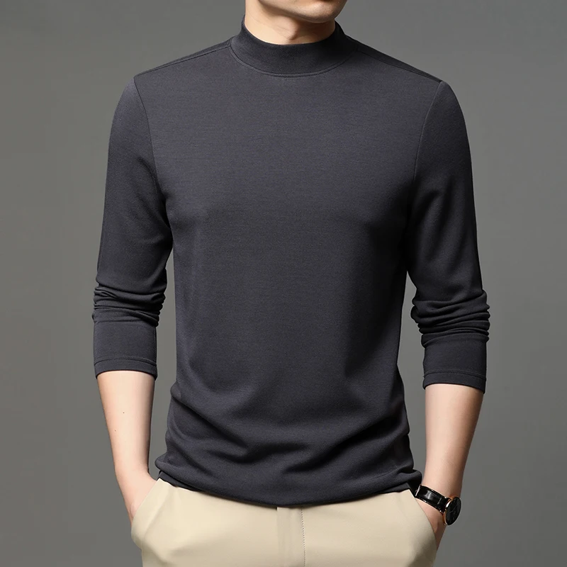 

Top Grade Cashmere Half Turtleneck Men's Long Sleeve T Shirt 2022 New Arrivals Men Business Classic T Shirts Brand Slim Fit Tops