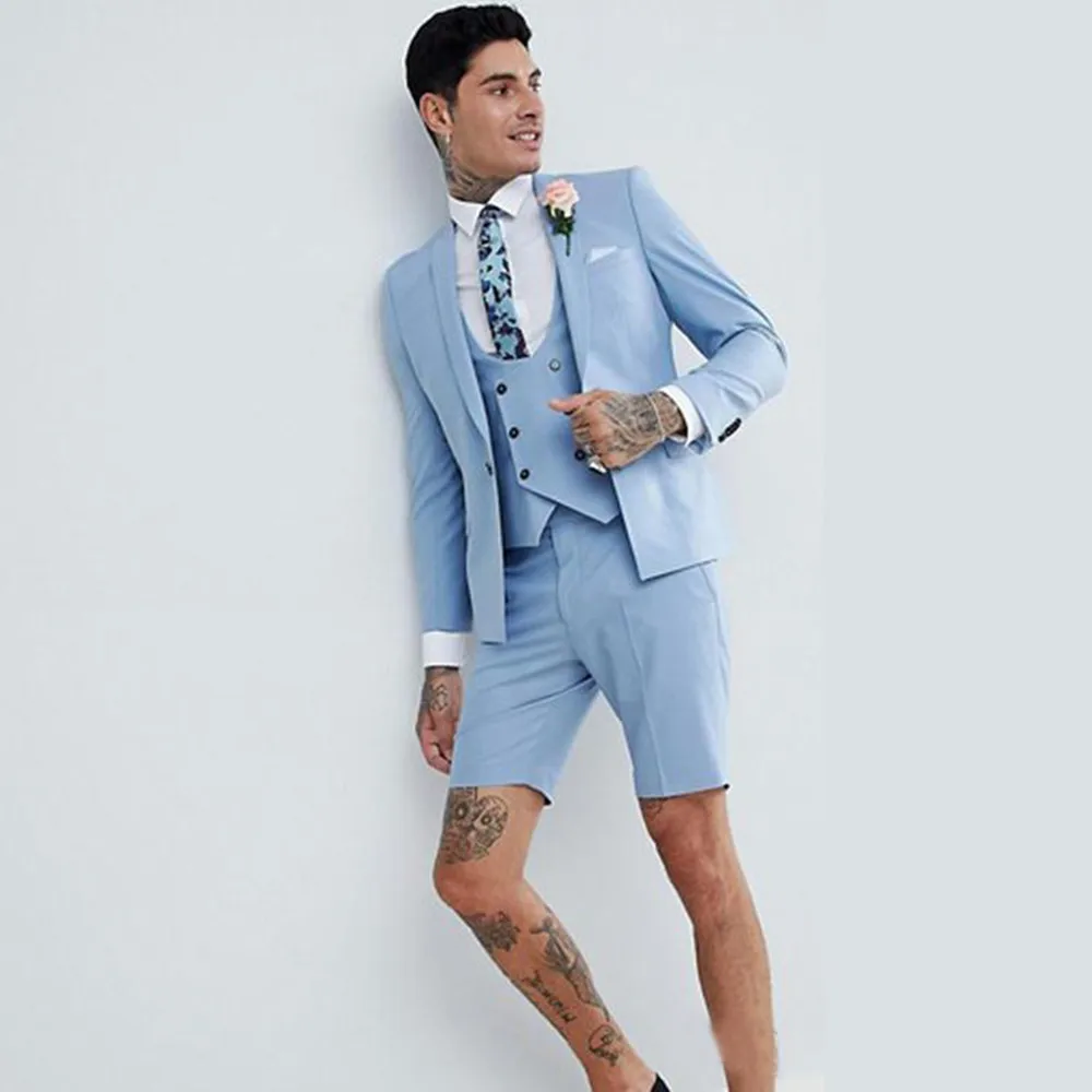 

Summer Beach Mens Wedding Tuxedos 2022 Slim Fit Shawl Lapel Groom Wear Suits Groomsman Prom Blazer (Jakcet+Pant+Vest)