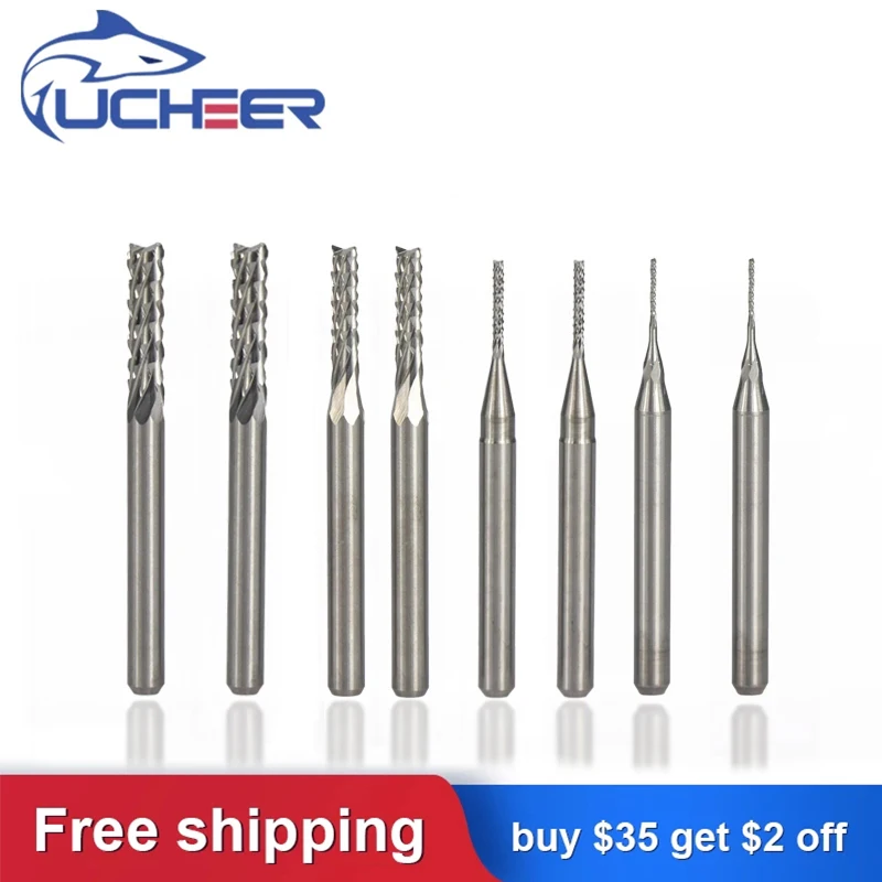 

UCHEER, набор из 10 фрез 175 ПП кукуруза, вольфрамовые фрезы, концевые фрезы для гравировального станка