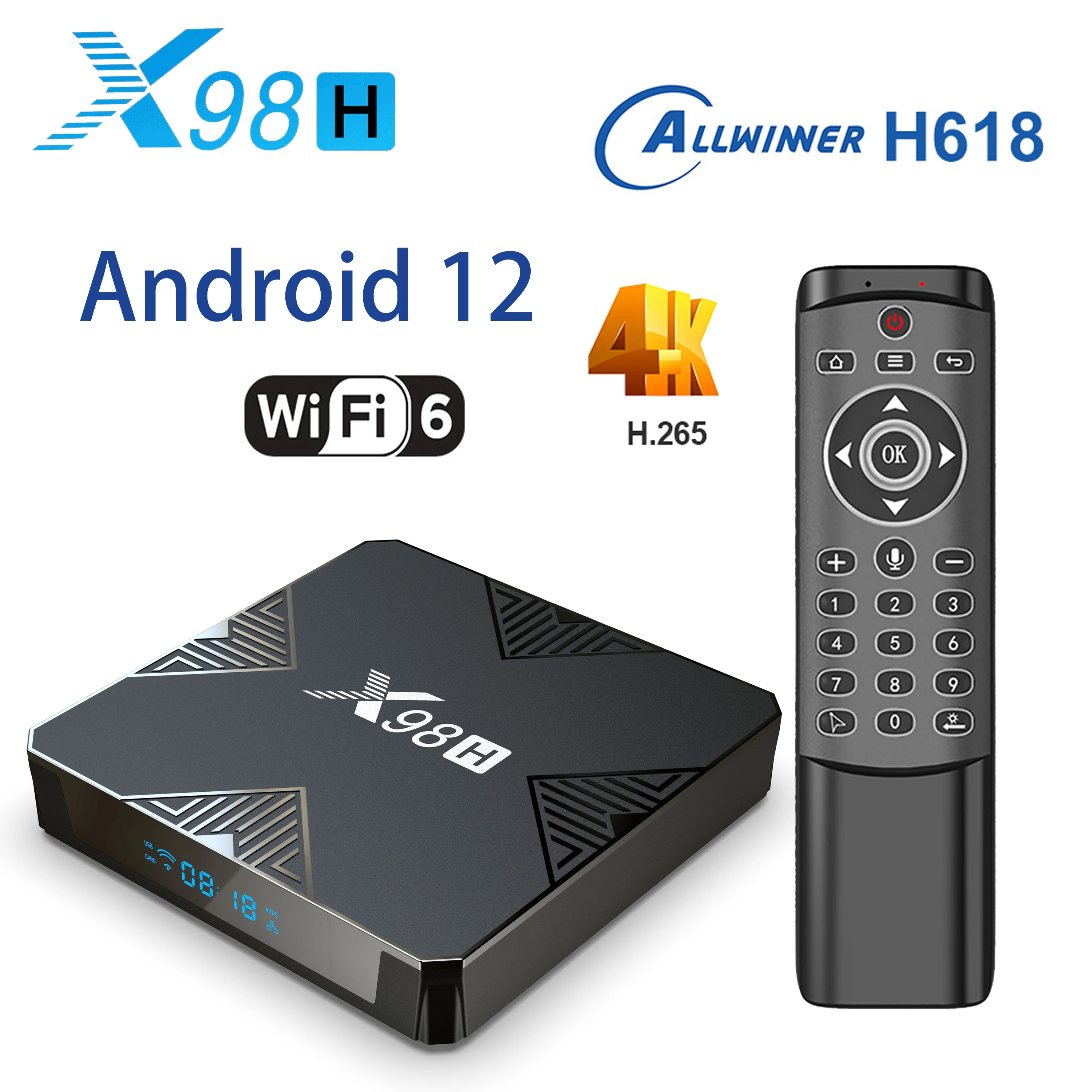 

X98H Android 12 TV BOX Allwinner H618 Wifi6 2.4G 5G 6K Set Top Box Smart TVBOX Google Voice Full HD 3D 4K Media Player BT5.0