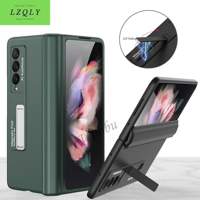 

Ultra Thin Magnetic Bracket phone case For Samsung Z Fold 3 5G Hard Plastic shockproof Protection Back cover For Galaxy Z Fold3