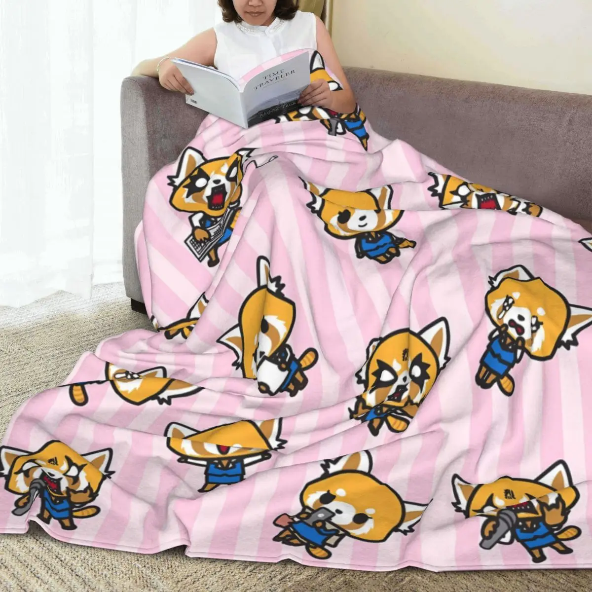 Фланелевое одеяло Aggretsuko Collages супер теплое для домашнего декора новинка кемпинга