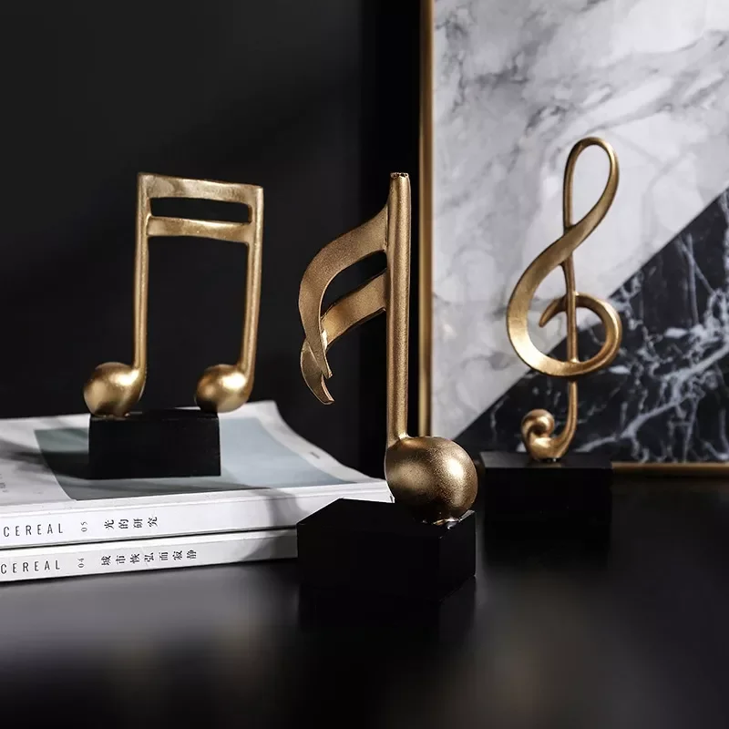 

Decorative Art Statuette Golden Musical Note Handicraft Living Room Wine Cabinet Desk Ornaments Home Decor