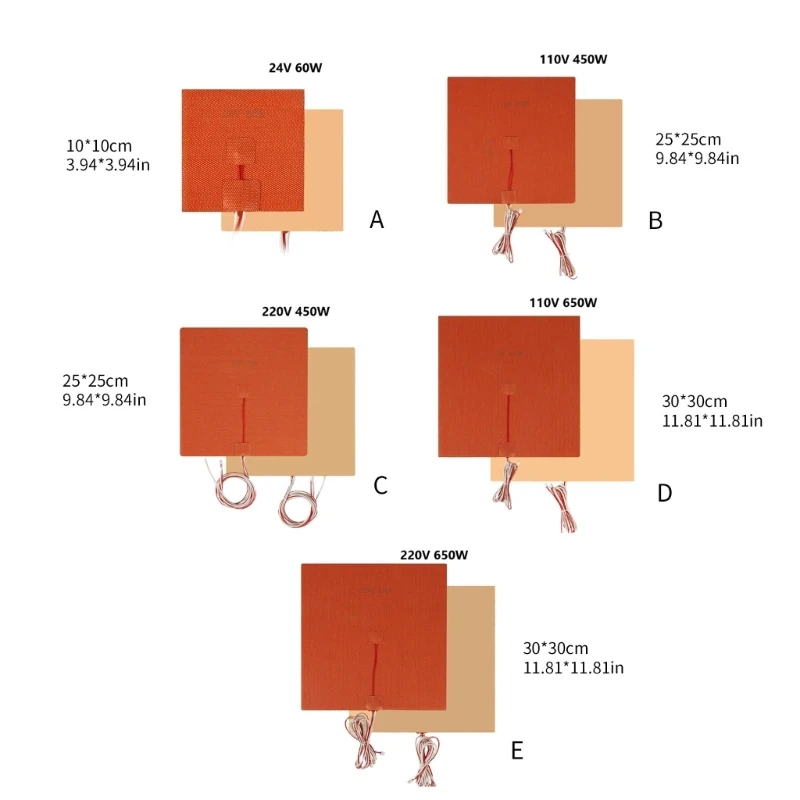 Силиконовая грелка с подогревом 100/250/300 мм 110 В 220 450 Вт/650 Вт горячая кровать