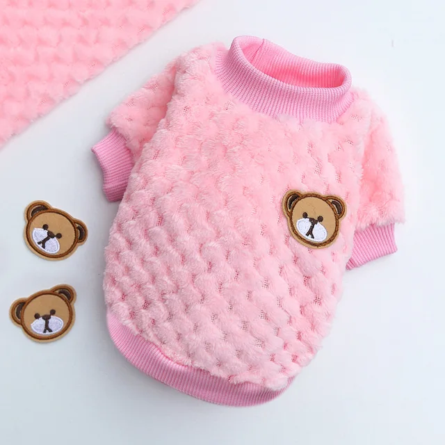Bear Embroidery Pet Dog Vest Winter Warm Dog Clothes for Small Dogs Plush Puppy Cat Coat Yorkies Chihuahua Shih Tzu Pug Outfits 5