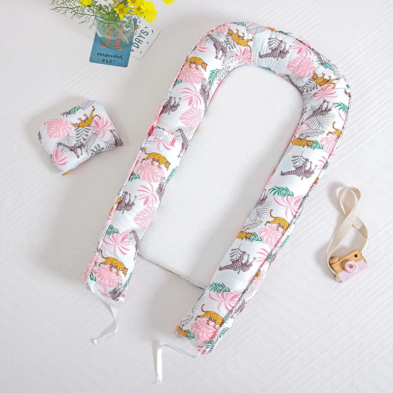 

Cribs Removable Sleeping Babies Nests for Baby Nest Bed with Pillow Portable Crib Travel Newborn Bassinet Bumper