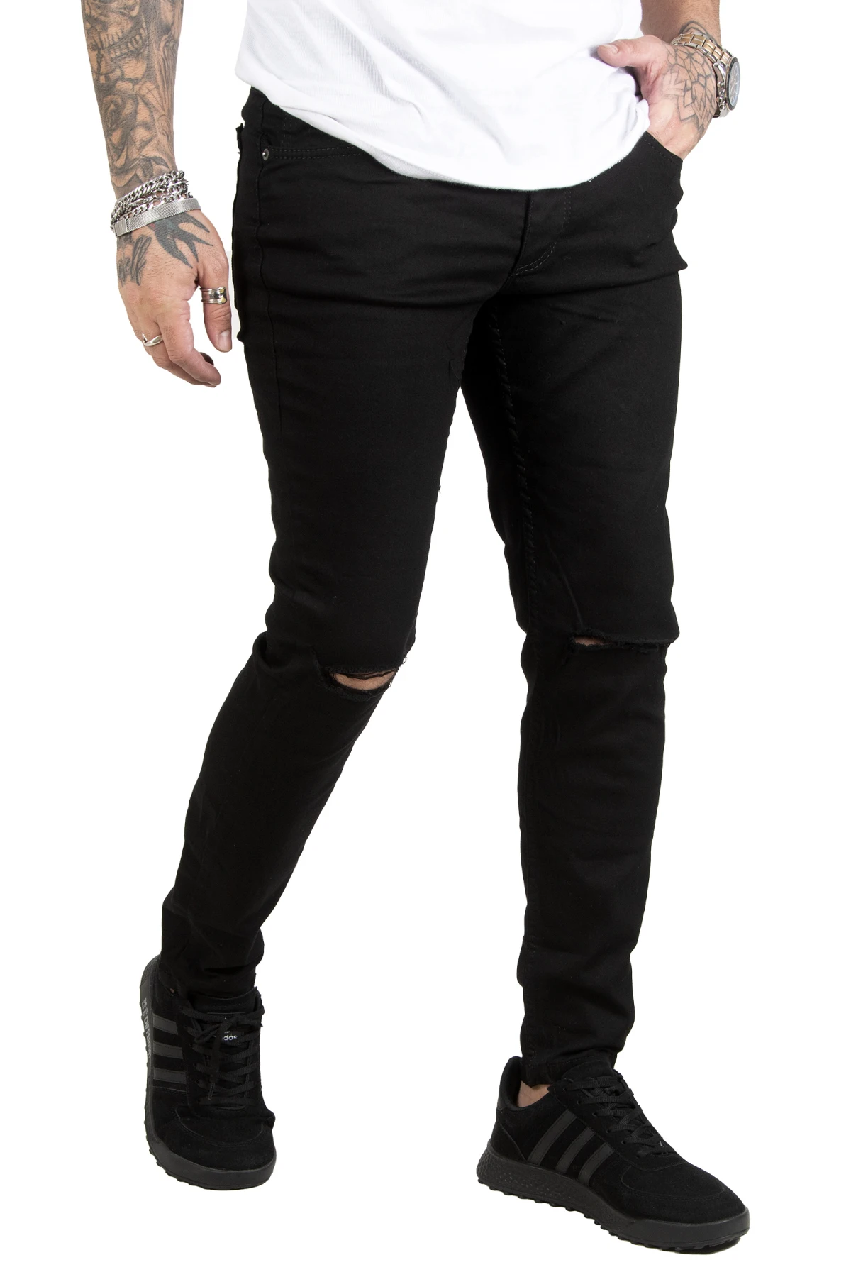 DeepSEA knee ripped lycra Slim Fit men jeans 1902114
