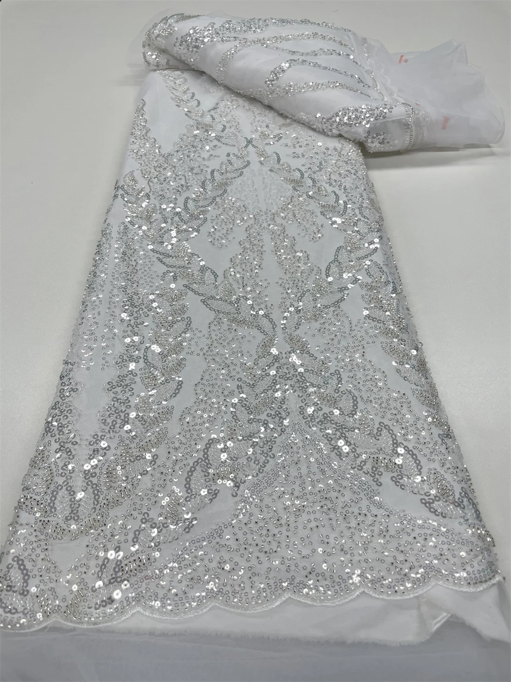

Роскошная африканская кружевная ткань с блестками, высококачественные бусины, нигерийская Свадебная вышивка, французское Тюлевое кружевное платье QF0695
