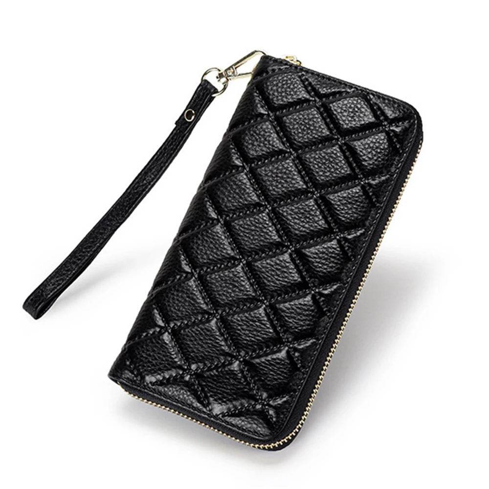 

Women's leather luxury wallet, mobile phone styling bag, wallet, long pocket with diamond bracelet