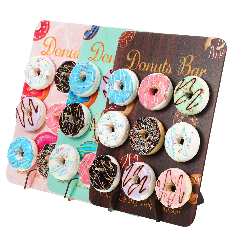 

1Set Donut Wall Display Holder Donuts Board Reusable Wooden Painted Doughnut Stand for Baby Shower Birthday Event Party Supplies