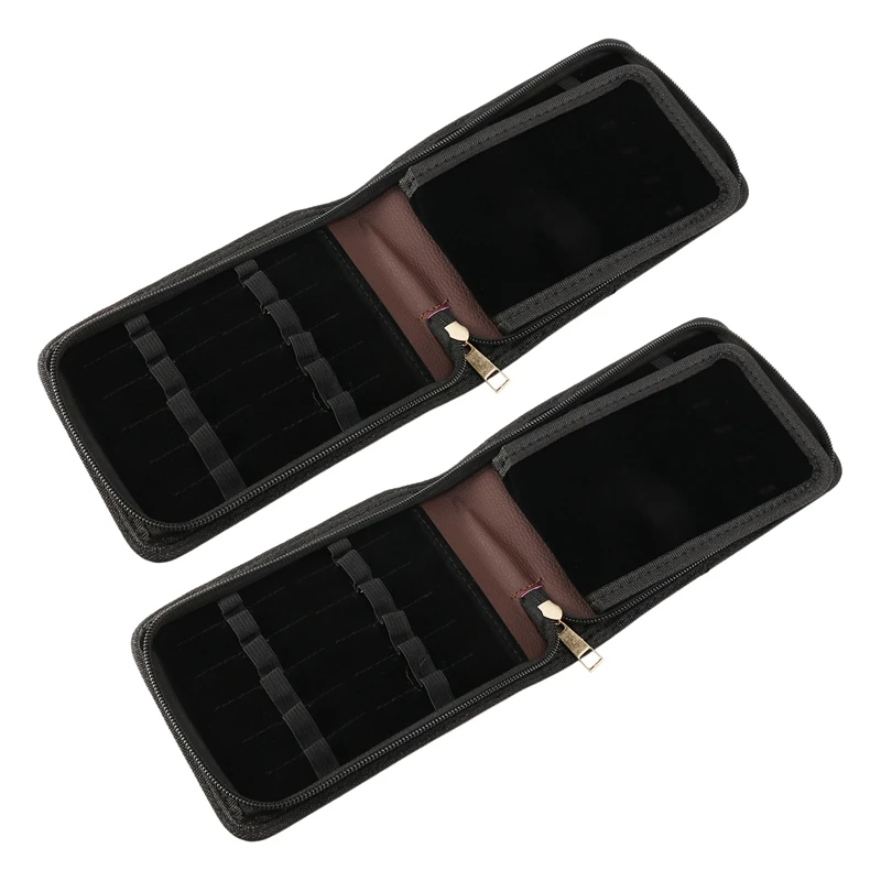 

RISE-2X Fountain Pen Roller Brown Leather Binder Case Holder Stationery For 12 Pens