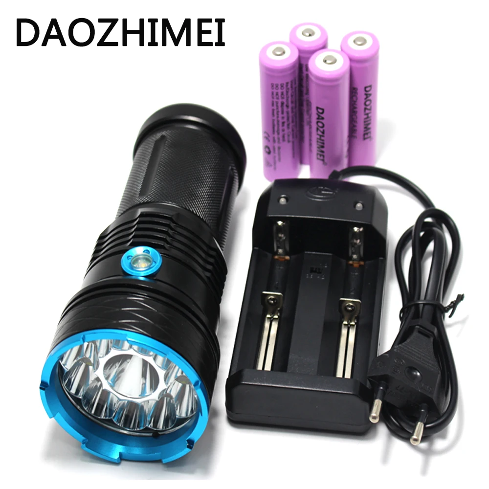 

8000 lumens Super Bright LED flashlamp 12 x XM-L T6 XML T6 12T6 LED Flashlight Hunting Torch + 4 *18650 battery + Charger