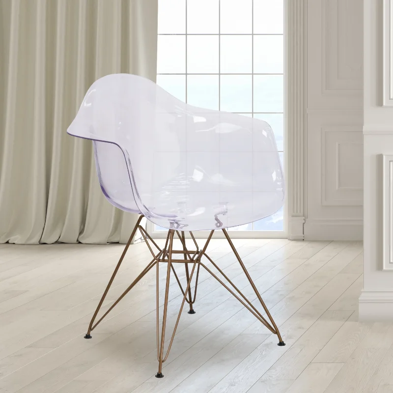 

Flash Furniture Alonza Series Gold Base Transparent Side Chair
