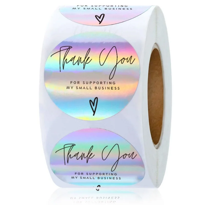 

Наклейки с радужным лазером «Thank You», 100-500 шт.
