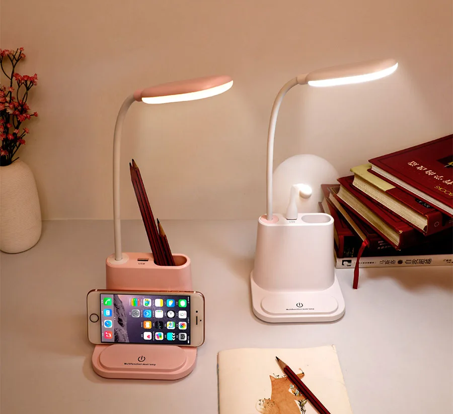 

LED Multi-function Eye Protection Desktop Night Reading Lamp Charging Mobile Phone Bracket Three-in-one Work Study Reading Lamp