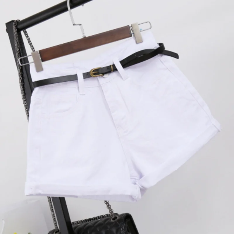 

Женские джинсовые шорты Ulzzang, летние однотонные облегающие трапециевидные шорты с широкими штанинами, с эффектом потертости, в Корейском ст...