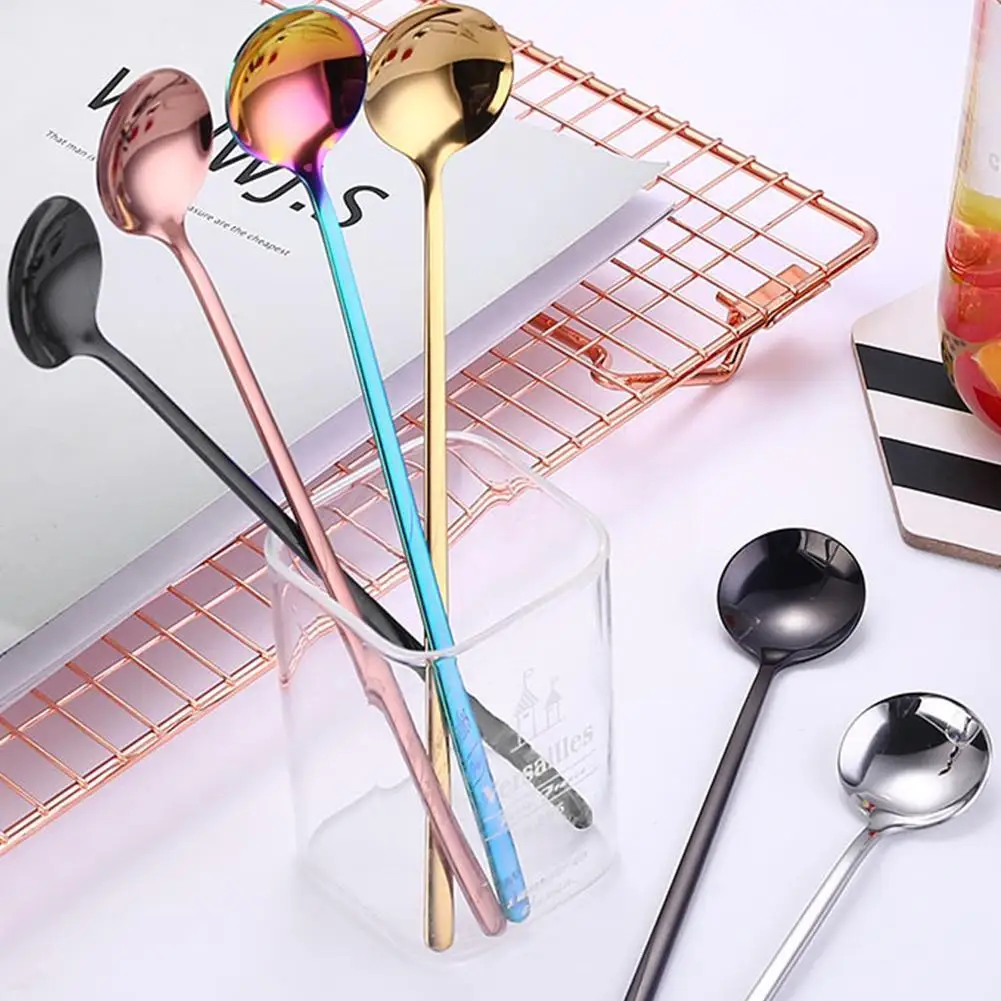 

Long Handled 304 Stainless Steel Coffee Spoon Ice Cream Dessert Tea Stirring Spoon For Picnic Kitchen Accessories Bar Tools I6O2