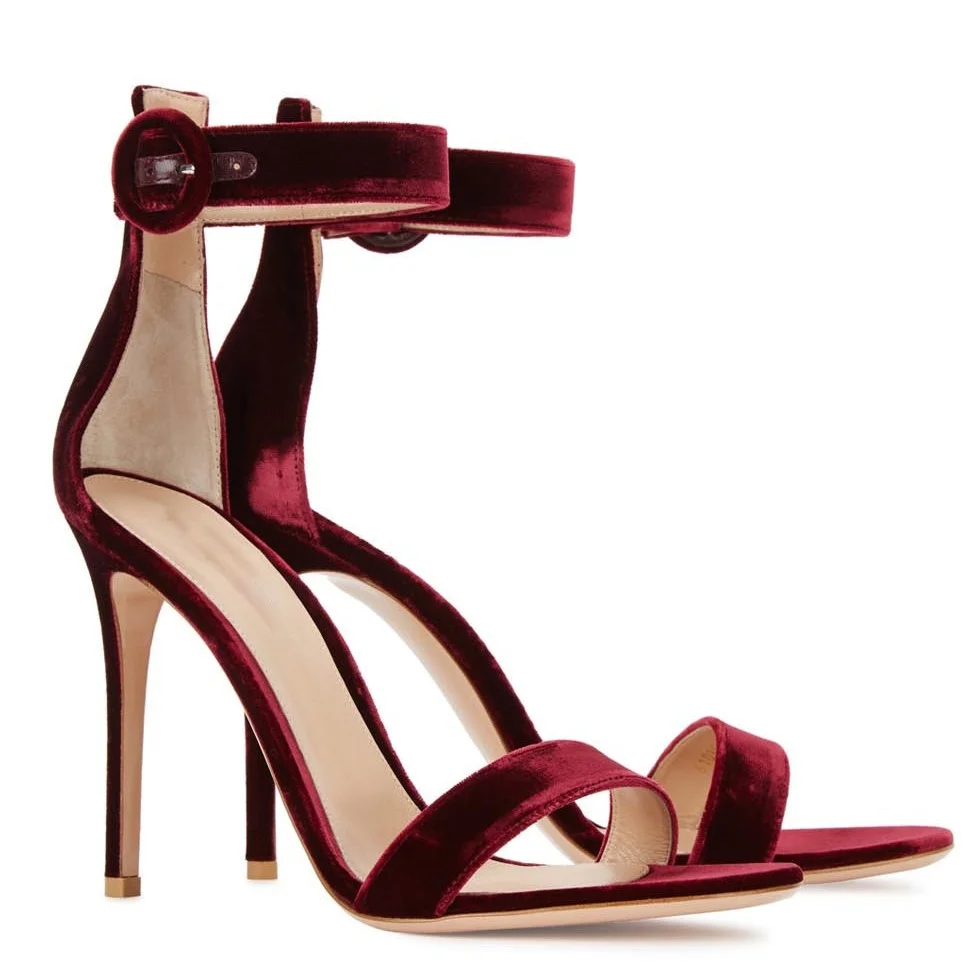 Concise  Wine Red Leather claret Sandals Woman claret Color Summer Open Toe Sandals Women Gladiator Shoes